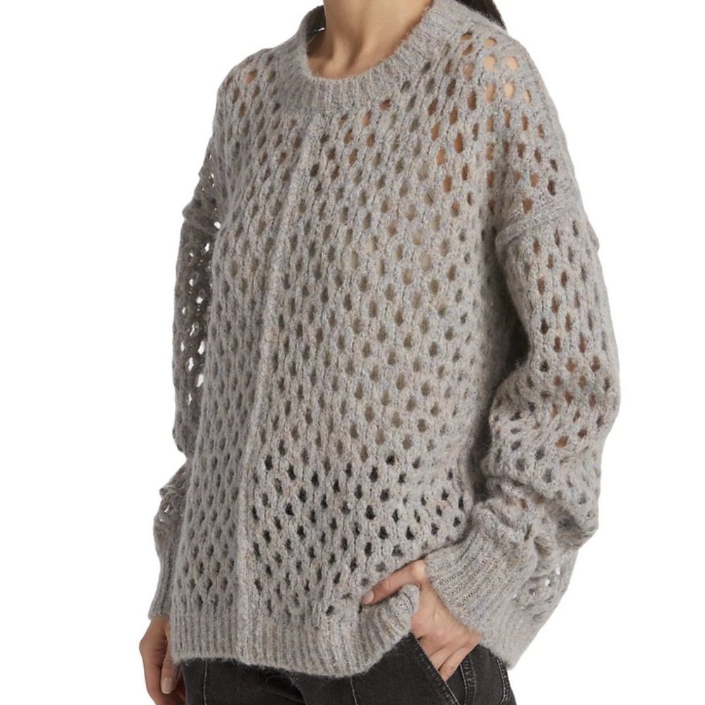 Isabel Marant Étoile's Tiana Open-Knit Crochet Style Sweater, Light Grey NWOT - Picture 3 of 7